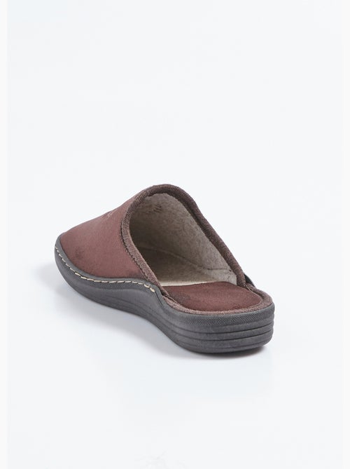 Pantuflas tipo mule de ancho cómodo en tejido aterciopelado bordado - Afibel - Kiabi