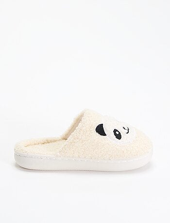 Pantuflas tipo mule de punto rizado
