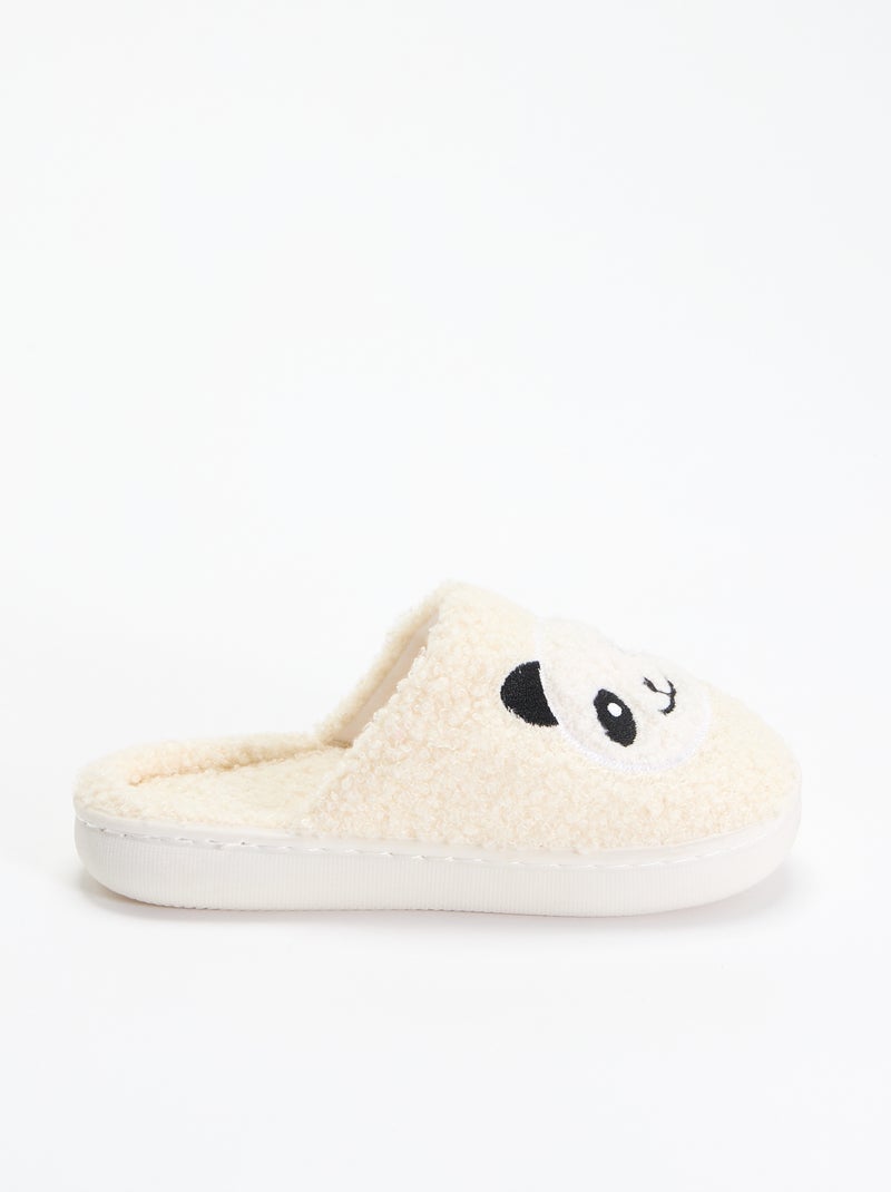 Pantuflas tipo mule de punto rizado Blanco - Kiabi