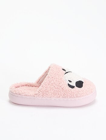 Pantuflas tipo mule de punto rizado