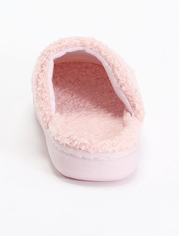 Pantuflas tipo mule de punto rizado