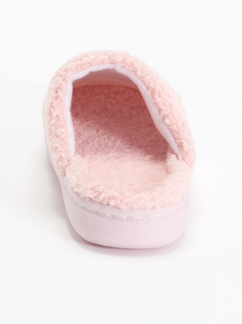 Pantuflas tipo mule de punto rizado Rosa - Kiabi