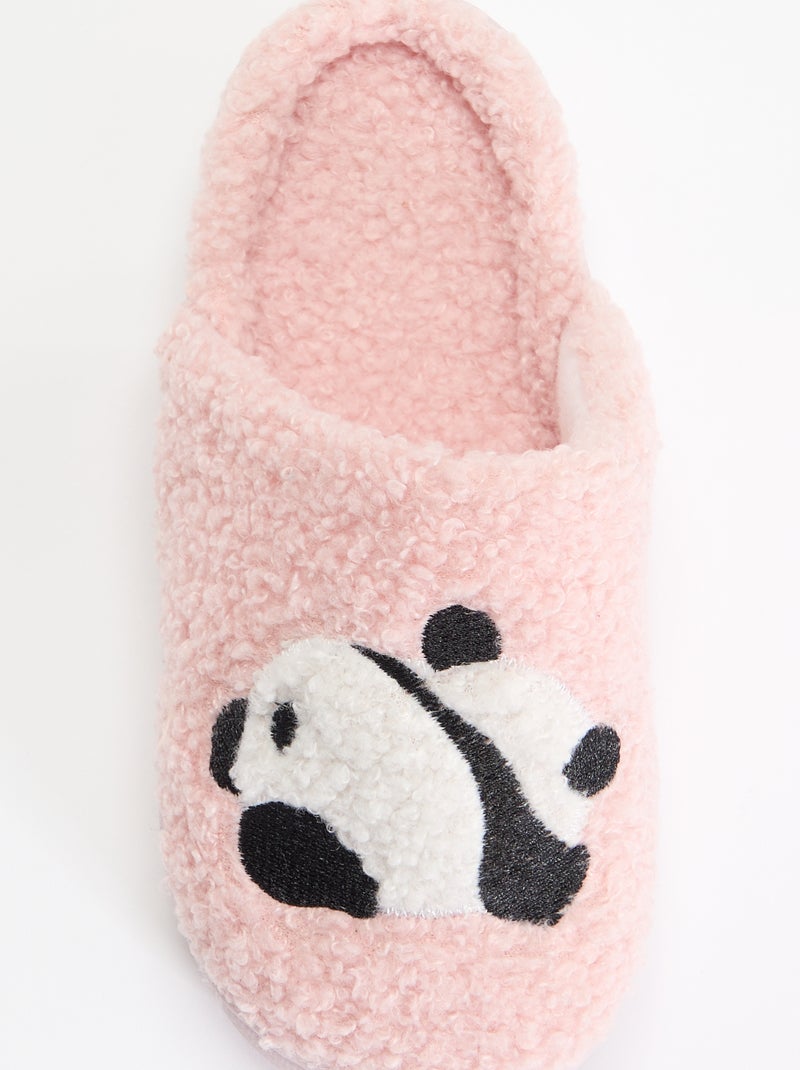 Pantuflas tipo mule de punto rizado Rosa - Kiabi
