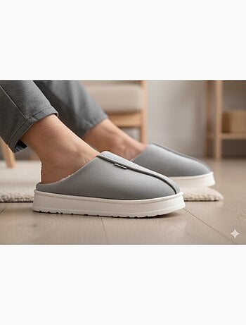 Pantuflas tipo mule hombre terciopelo acanalado MU10121