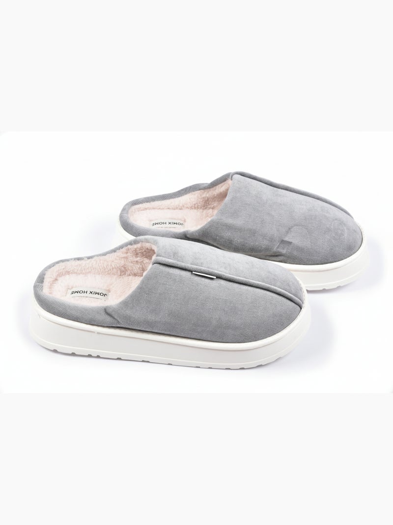 Pantuflas tipo mule hombre terciopelo acanalado MU10121 Gris - Kiabi