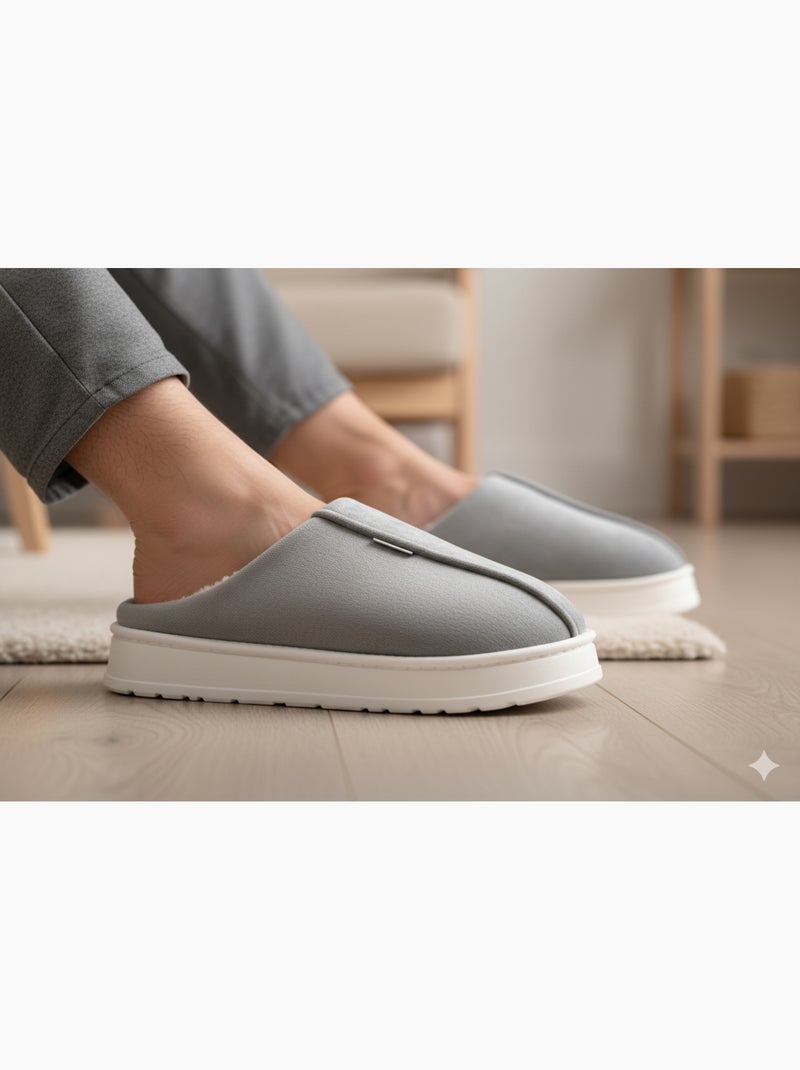 Pantuflas tipo mule hombre terciopelo acanalado MU10121 Gris - Kiabi