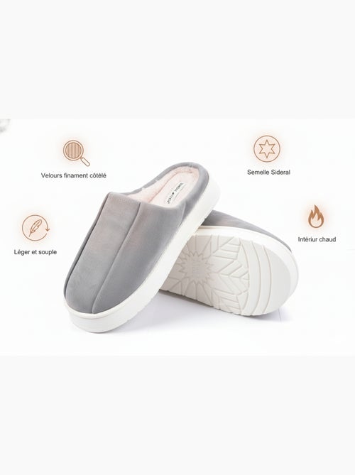 Pantuflas tipo mule hombre terciopelo acanalado MU10121 - Kiabi