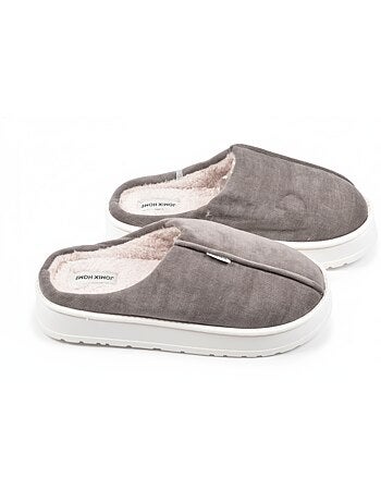 Pantuflas tipo mule hombre terciopelo acanalado MU10121