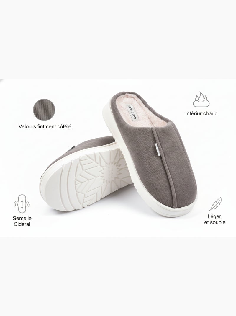 Pantuflas tipo mule hombre terciopelo acanalado MU10121 Marrón - Kiabi