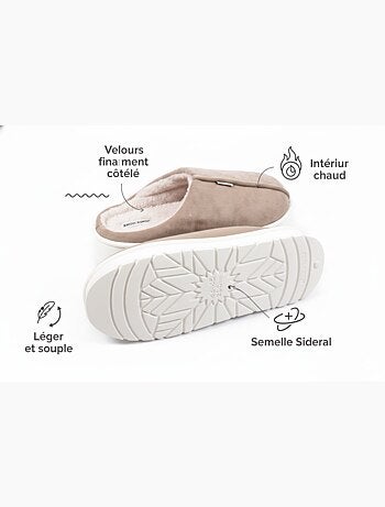 Pantuflas tipo mule hombre terciopelo acanalado MU10121