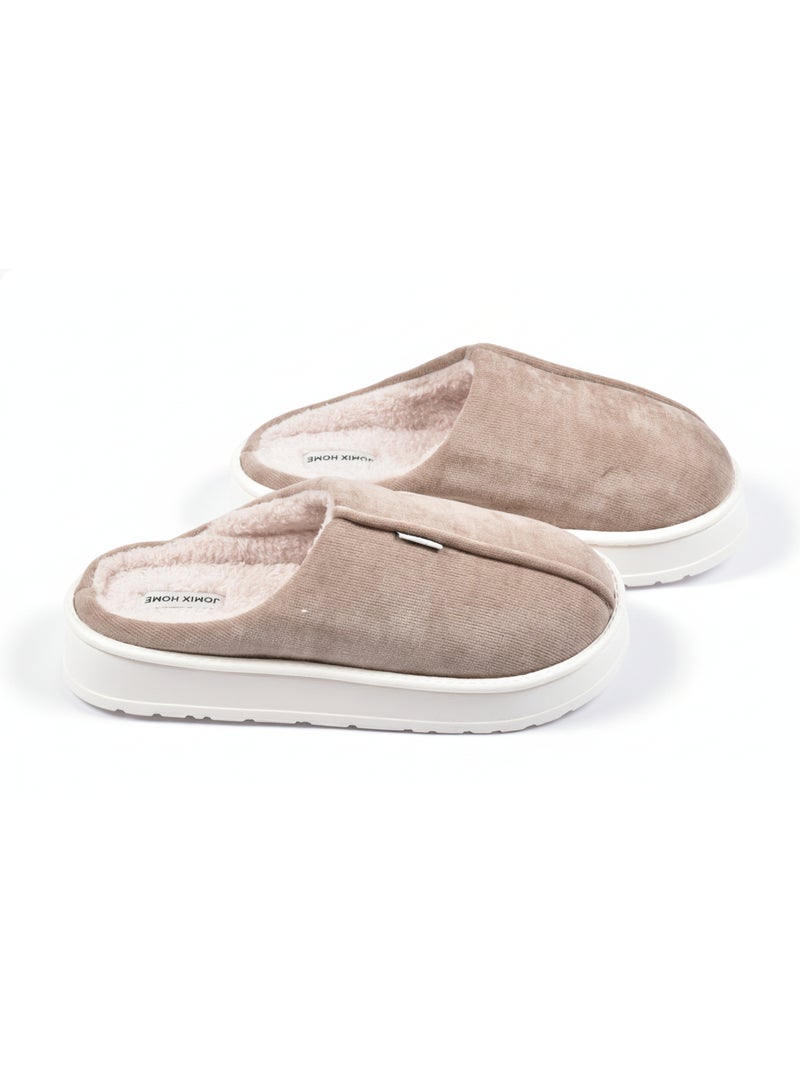Pantuflas tipo mule hombre terciopelo acanalado MU10121 Taupe - Kiabi