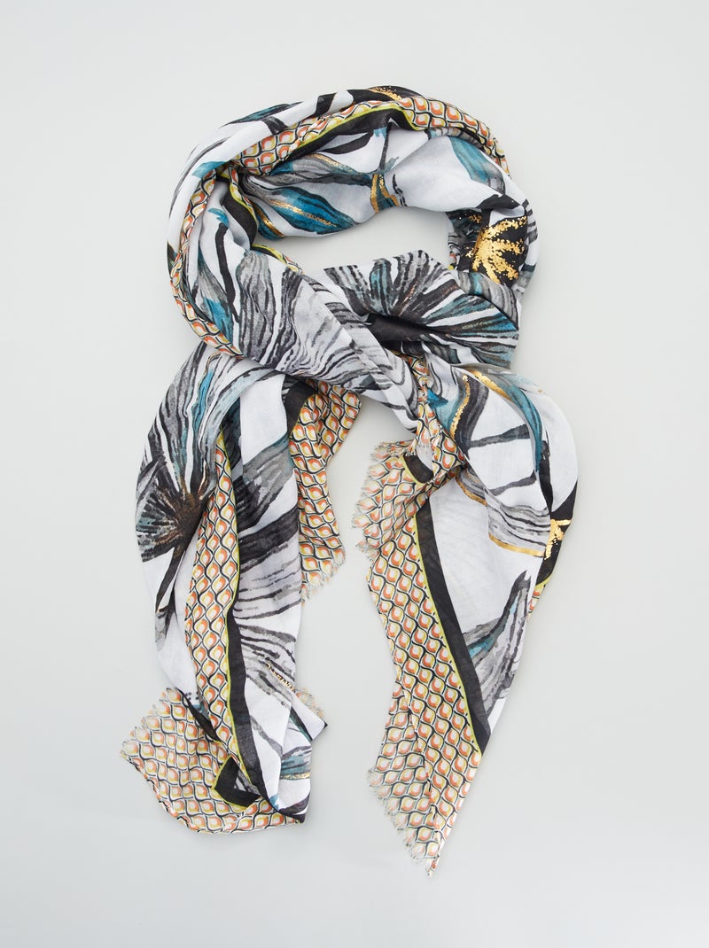 Pañuelo con estampado de 'hojas de palmera' beige/negro - Kiabi