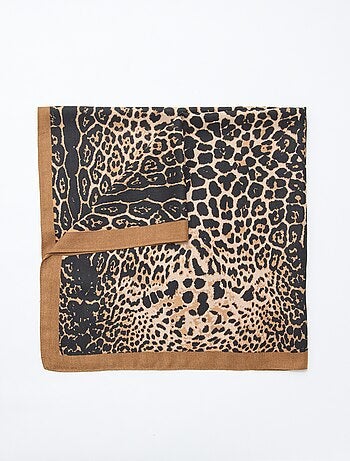 Pañuelo con estampado de leopardo - 90 x 90 cm