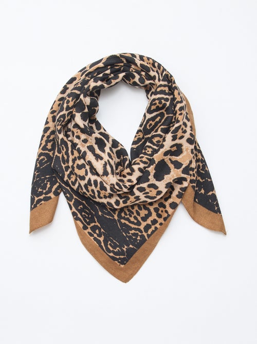 Pañuelo con estampado de leopardo - 90 x 90 cm - Kiabi