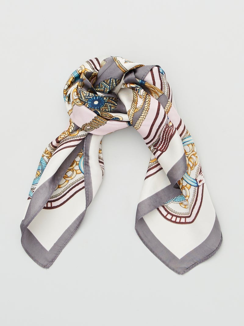 Pañuelo cuadrado con estampado arabesco GRIS - Kiabi