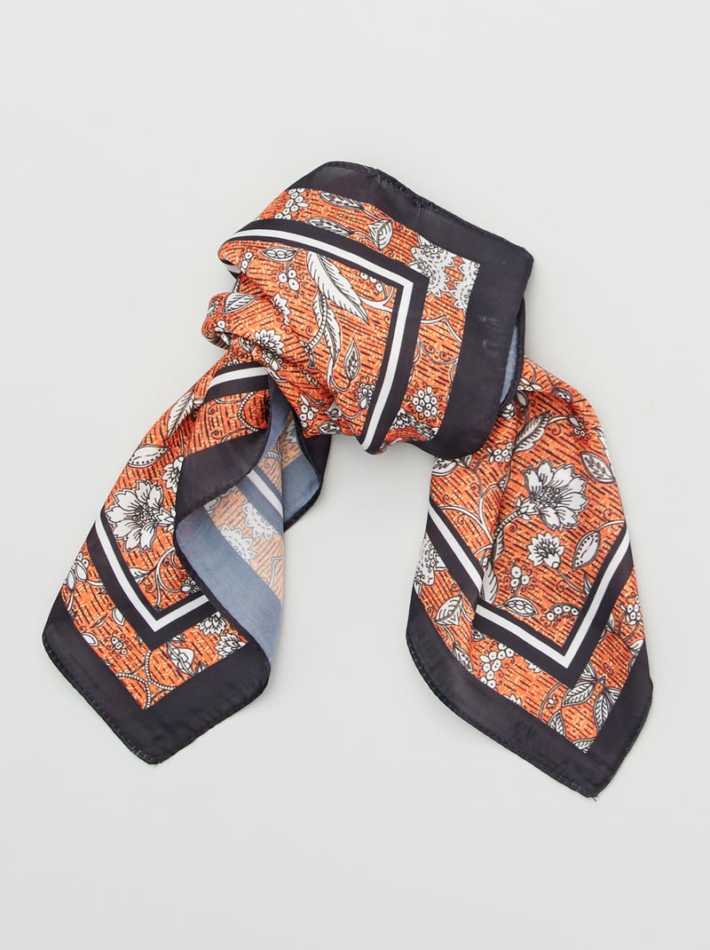 Pañuelo cuadrado con estampado de flores naranja - Kiabi