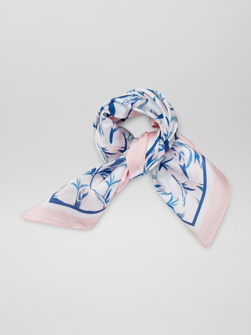 Pañuelo cuadrado con estampado de flores rosa/azul - Kiabi