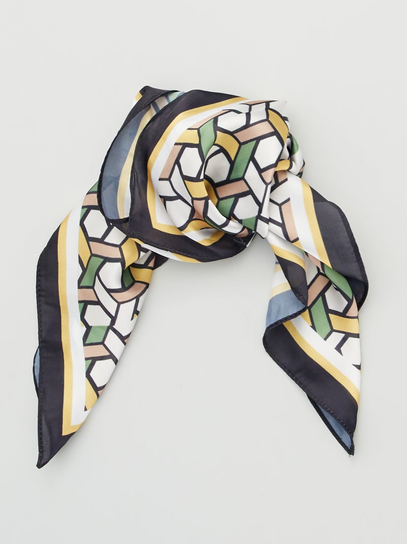Pañuelo cuadrado con estampado geométrico NEGRO - Kiabi