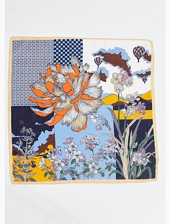 Pañuelo cuadrado con temática floral de iris - AFIBEL