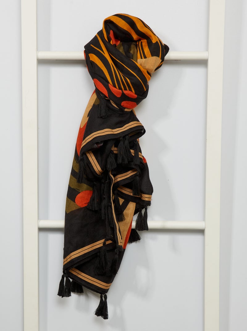 Pañuelo cuadrado estampado negro - Kiabi