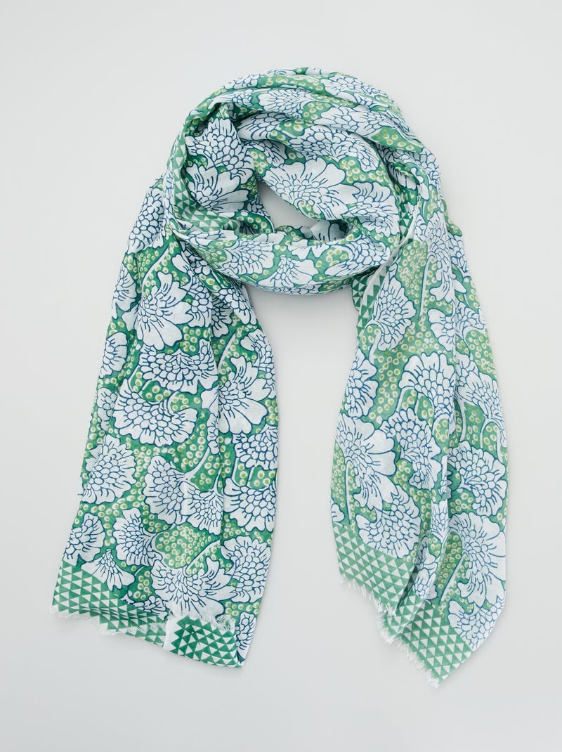 Pañuelo de gasa con estampado de flores VERDE - Kiabi