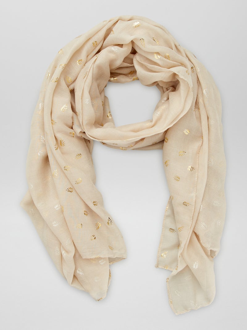 Pañuelo de gasa con estampado de hojas BEIGE - Kiabi