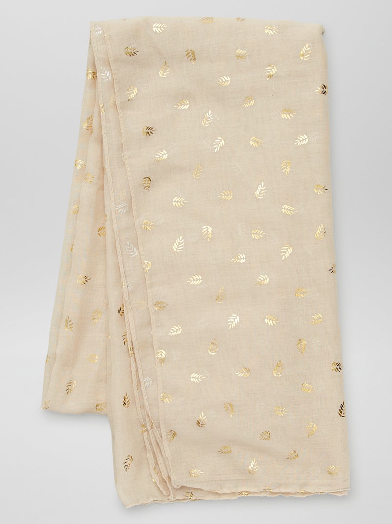 Pañuelo de gasa con estampado de hojas BEIGE - Kiabi