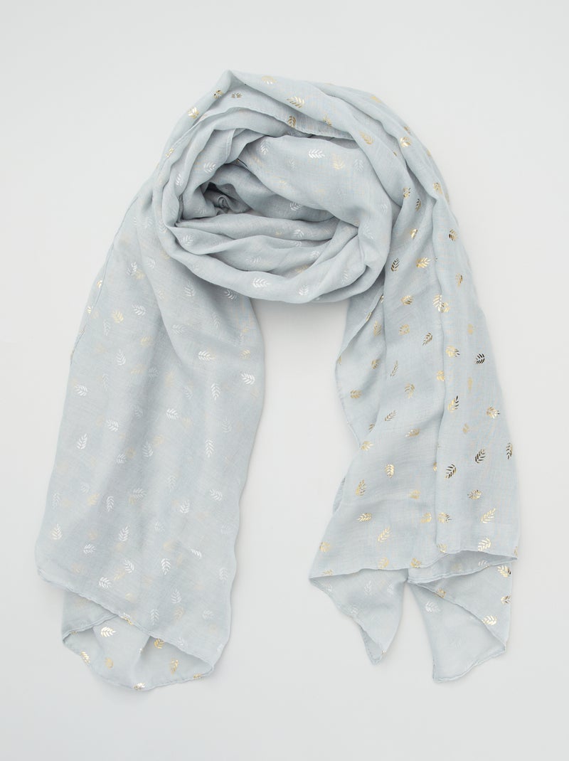 Pañuelo de gasa con estampado de hojas GRIS - Kiabi