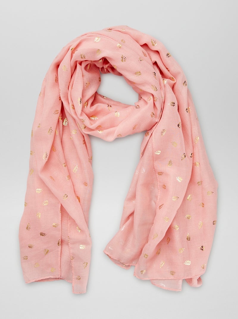 Pañuelo de gasa con estampado de hojas ROSA - Kiabi