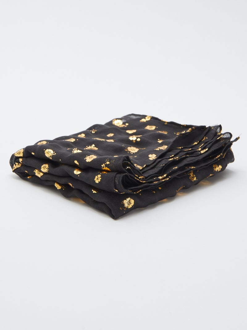 Pañuelo de gasa 'flores' NEGRO - Kiabi