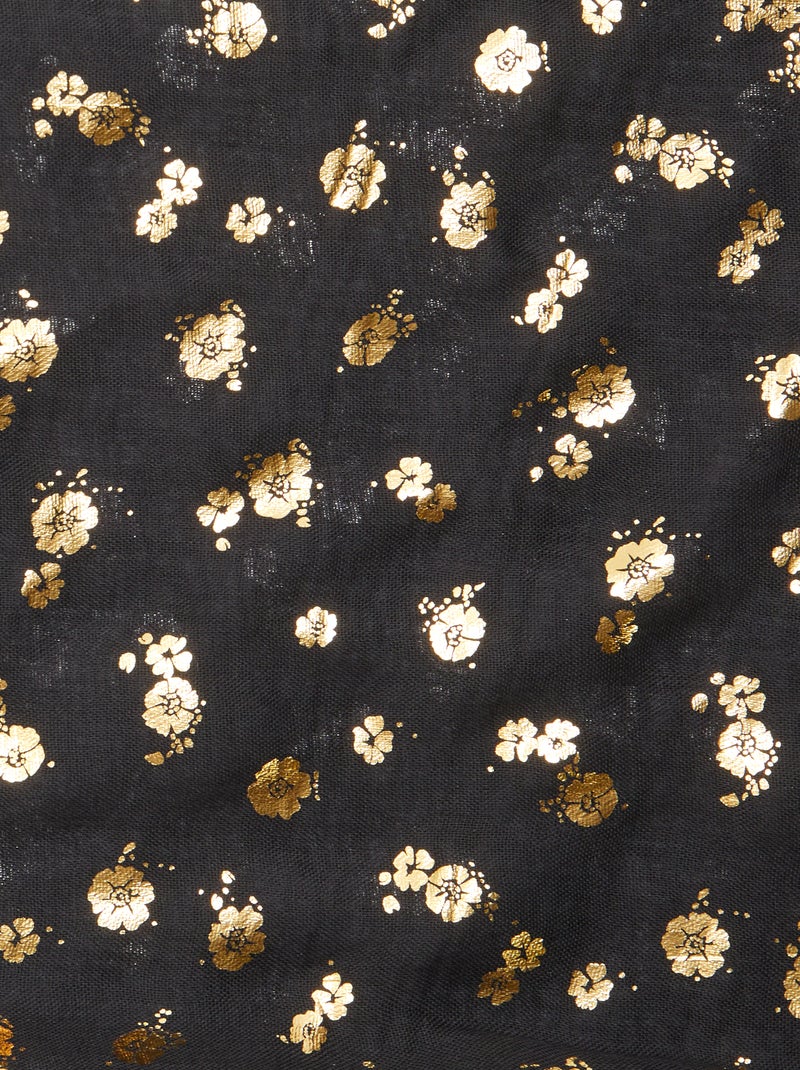Pañuelo de gasa 'flores' NEGRO - Kiabi