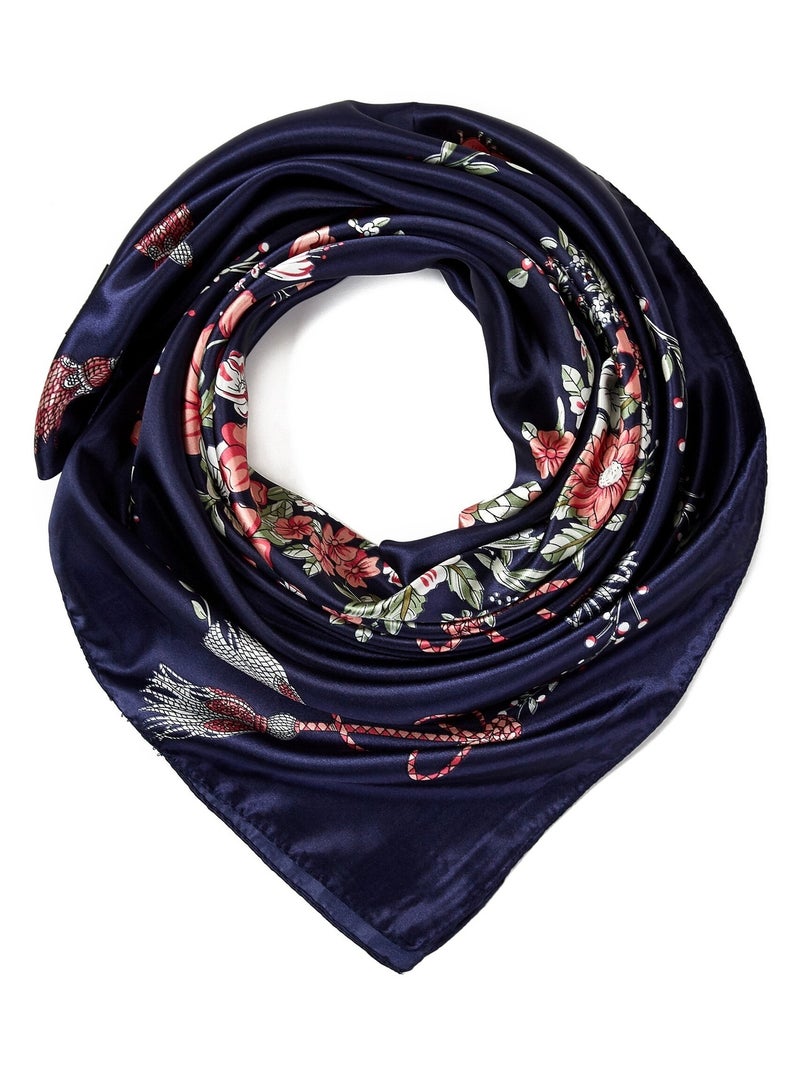 Pañuelo de seda cuadrado Treeflow Azul marino - Kiabi