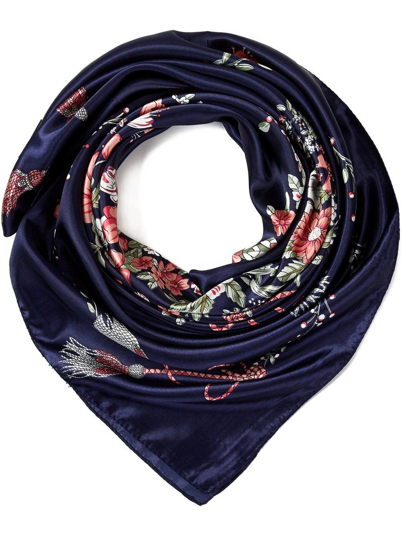 Pañuelo de seda cuadrado Treeflow Azul marino - Kiabi