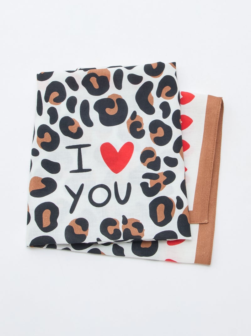 Pañuelo estampado cuadrado (65x65 cm) 'Agathe Sorlet x Kiabi' - San Valentín Blanco - Kiabi