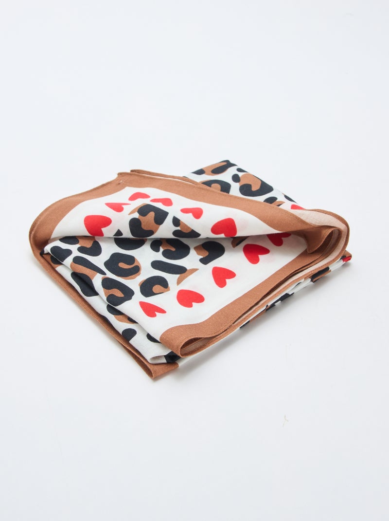 Pañuelo estampado cuadrado (65x65 cm) 'Agathe Sorlet x Kiabi' - San Valentín Blanco - Kiabi