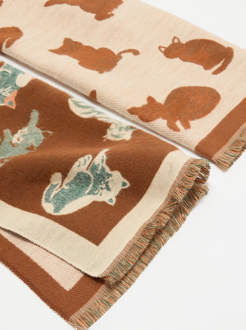Pañuelo estampado de 'gatos' Marron - Kiabi
