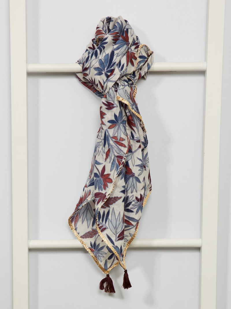 Pañuelo estampado 'flores' azul navy - Kiabi