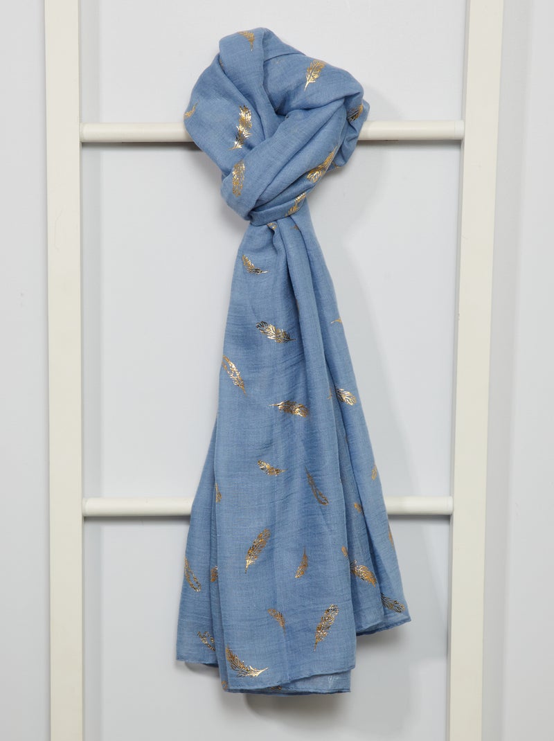 Pañuelo estampado 'pluma' AZUL - Kiabi