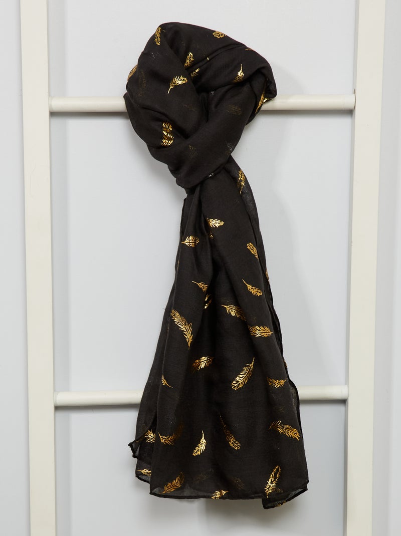 Pañuelo estampado 'pluma' NEGRO - Kiabi