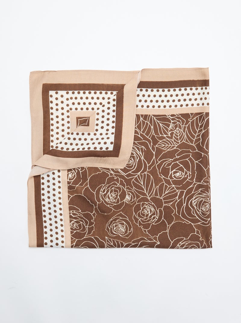 Pañuelo estampado \'rosas\' y \'lunares\' Marrón - Kiabi