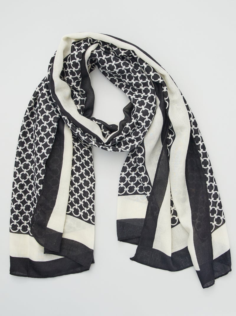 Pañuelo grueso con motivo de fantasía negro/blanco - Kiabi