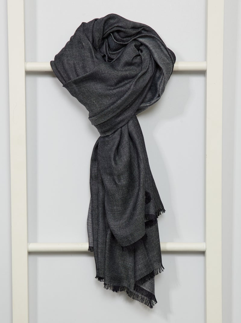Pañuelo jaspeado con flecos gris - Kiabi