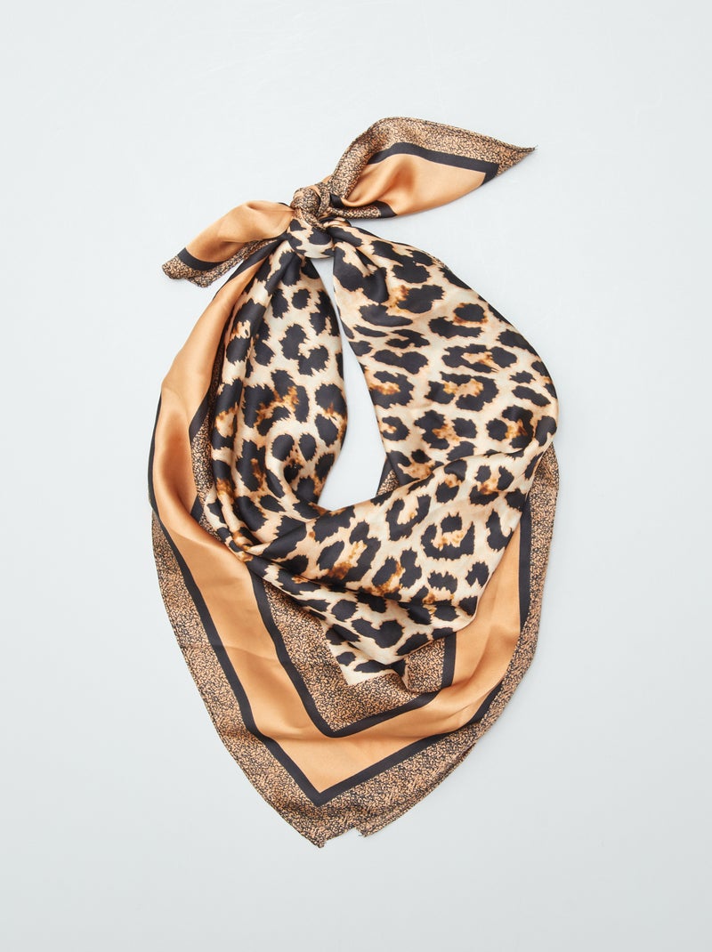Pañuelo satinado 'leopardo' MARRON - Kiabi