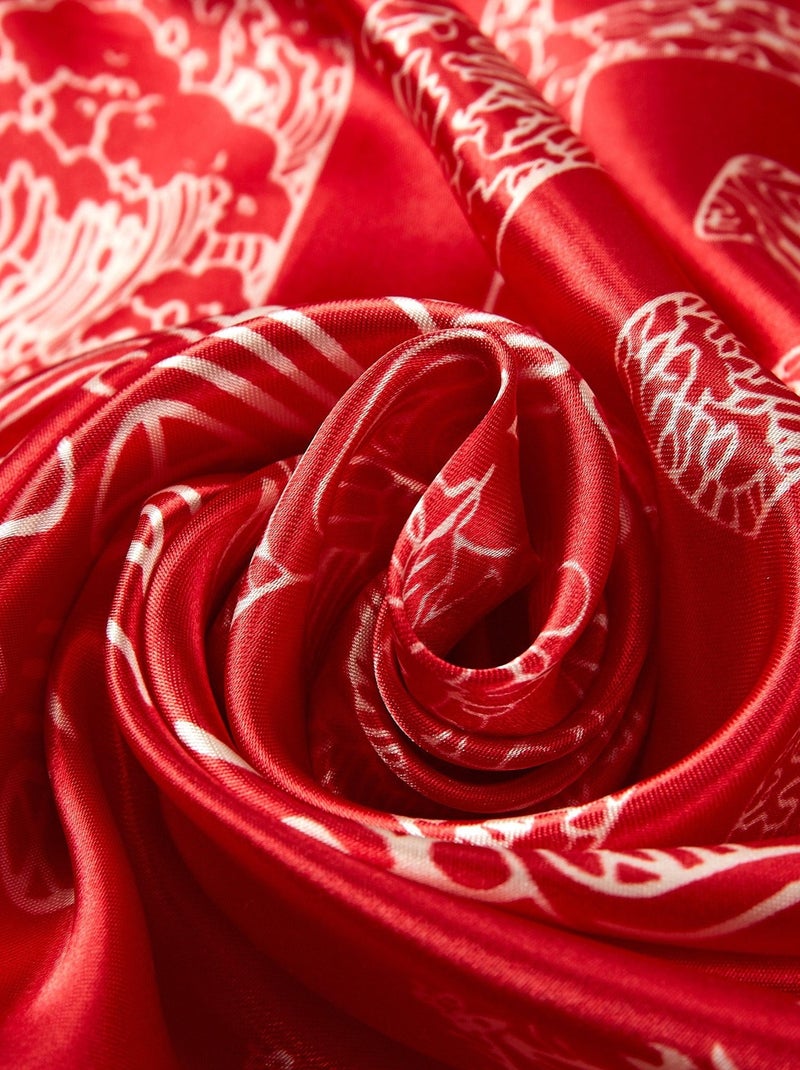 Pañuelo Seda Asia Rojo - Kiabi