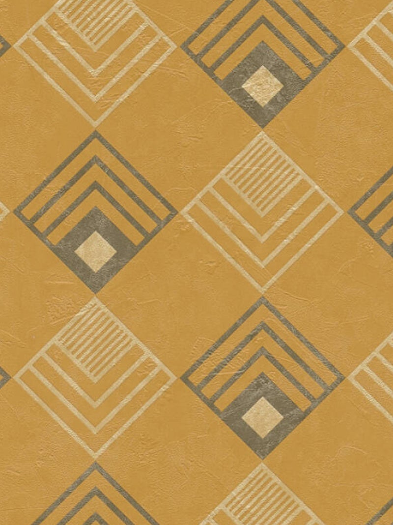 Papel pintado cuadrado art déco Amarillo mostaza - Kiabi