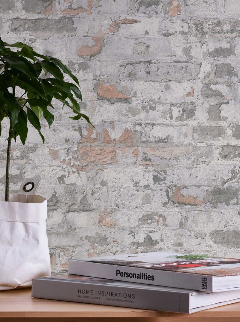 Papel pintado de ladrillo usado Berlín Gris - Kiabi