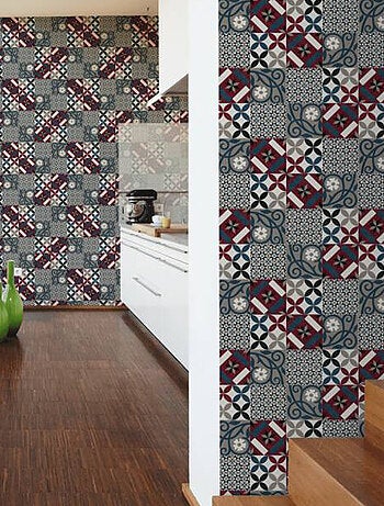 Papel pintado efecto mosaico de colores