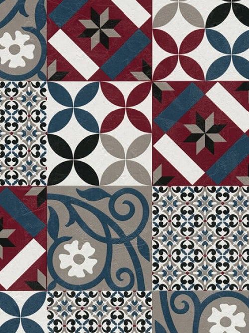 Papel pintado efecto mosaico de colores - Kiabi