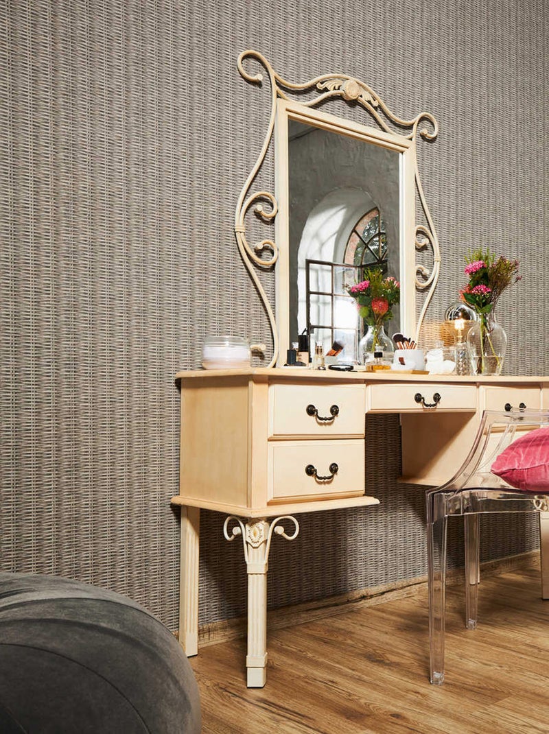 Papel pintado efecto trenzado Taupe - Kiabi
