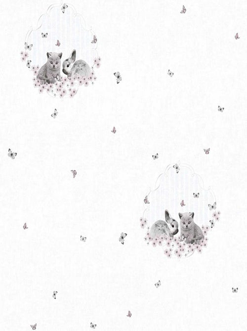 Papel pintado niñas “conejo y gatito” - Kiabi